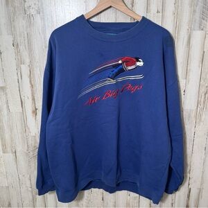 Vintage 90s Big‎ Dogs Blue Flying Dog Crewneck Sweater Embroidered Mens XL